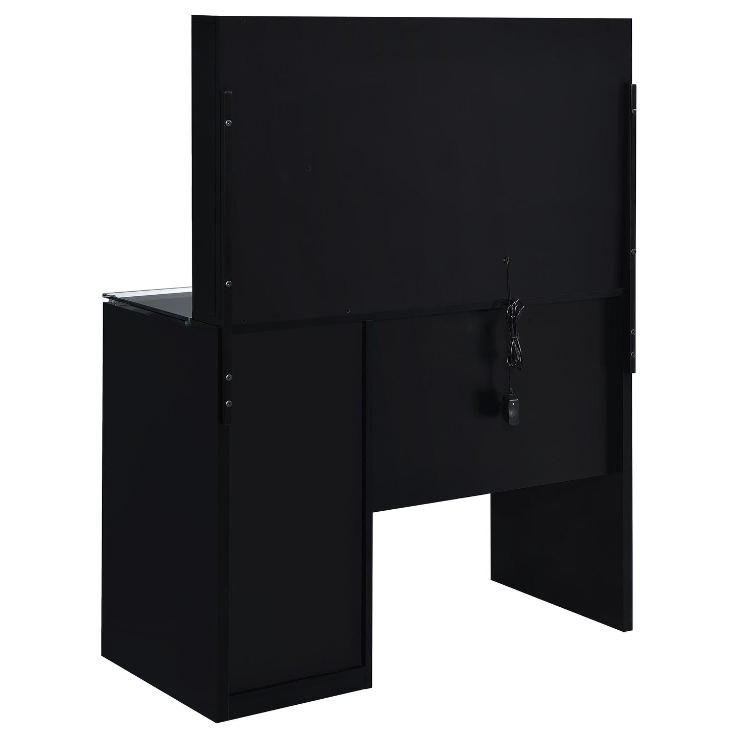 Flora 2-drawer Vanity Set with LED Mirror Black High Gloss