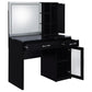 Flora 2-drawer Vanity Set with LED Mirror Black High Gloss