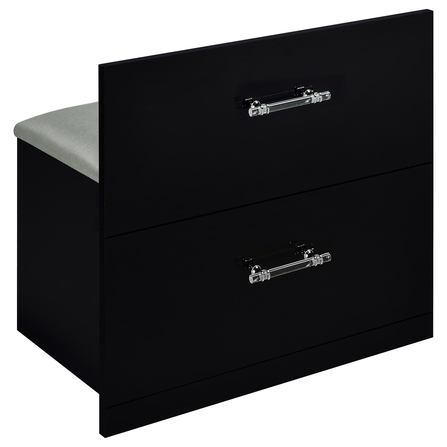 Flora 2-drawer Vanity Set with LED Mirror Black High Gloss