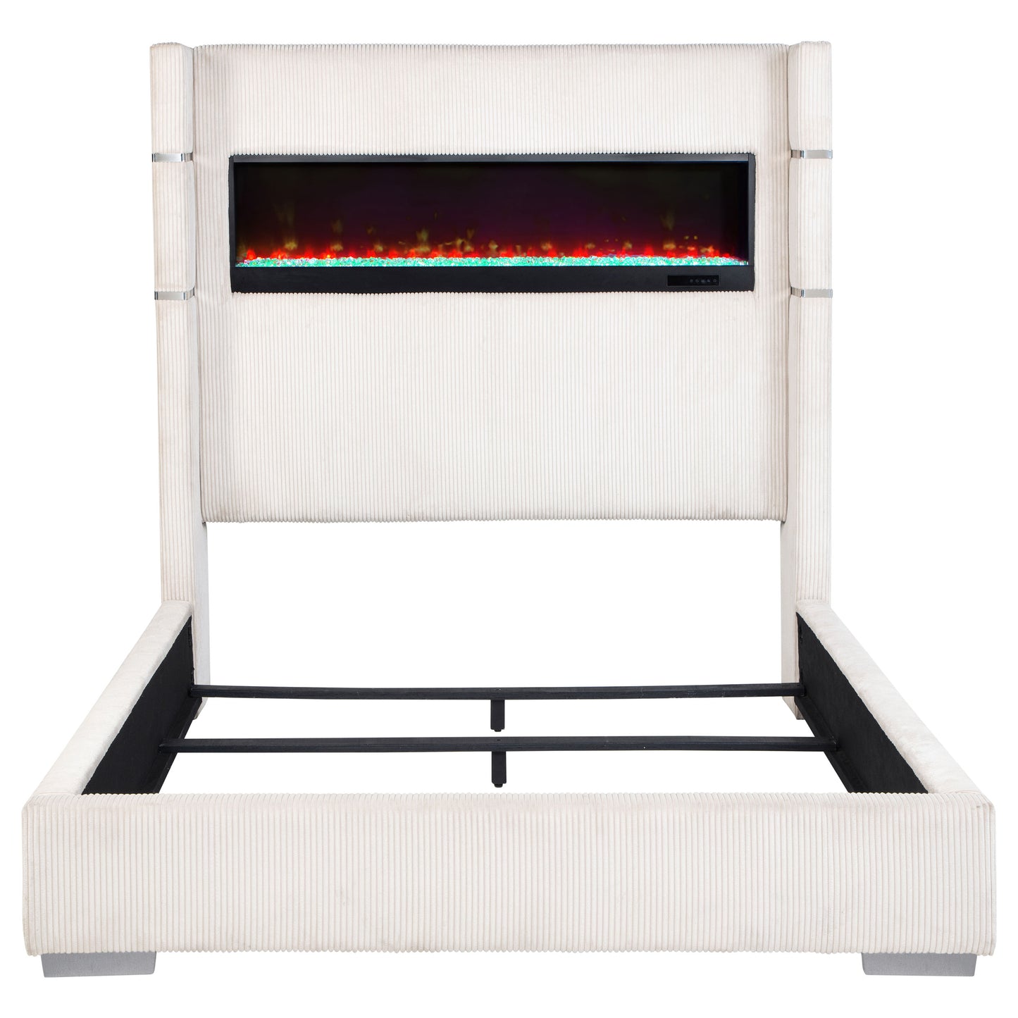 Tisdall 67-inch Upholstered Eastern King Fireplace Bed Black