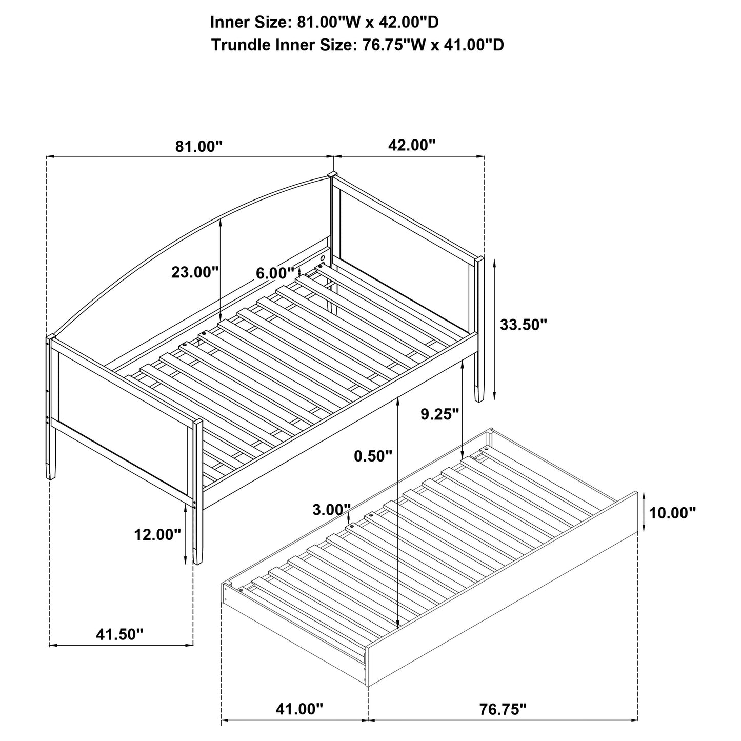 Bozeman Wood Twin Daybed With Trundle Medium Walnut