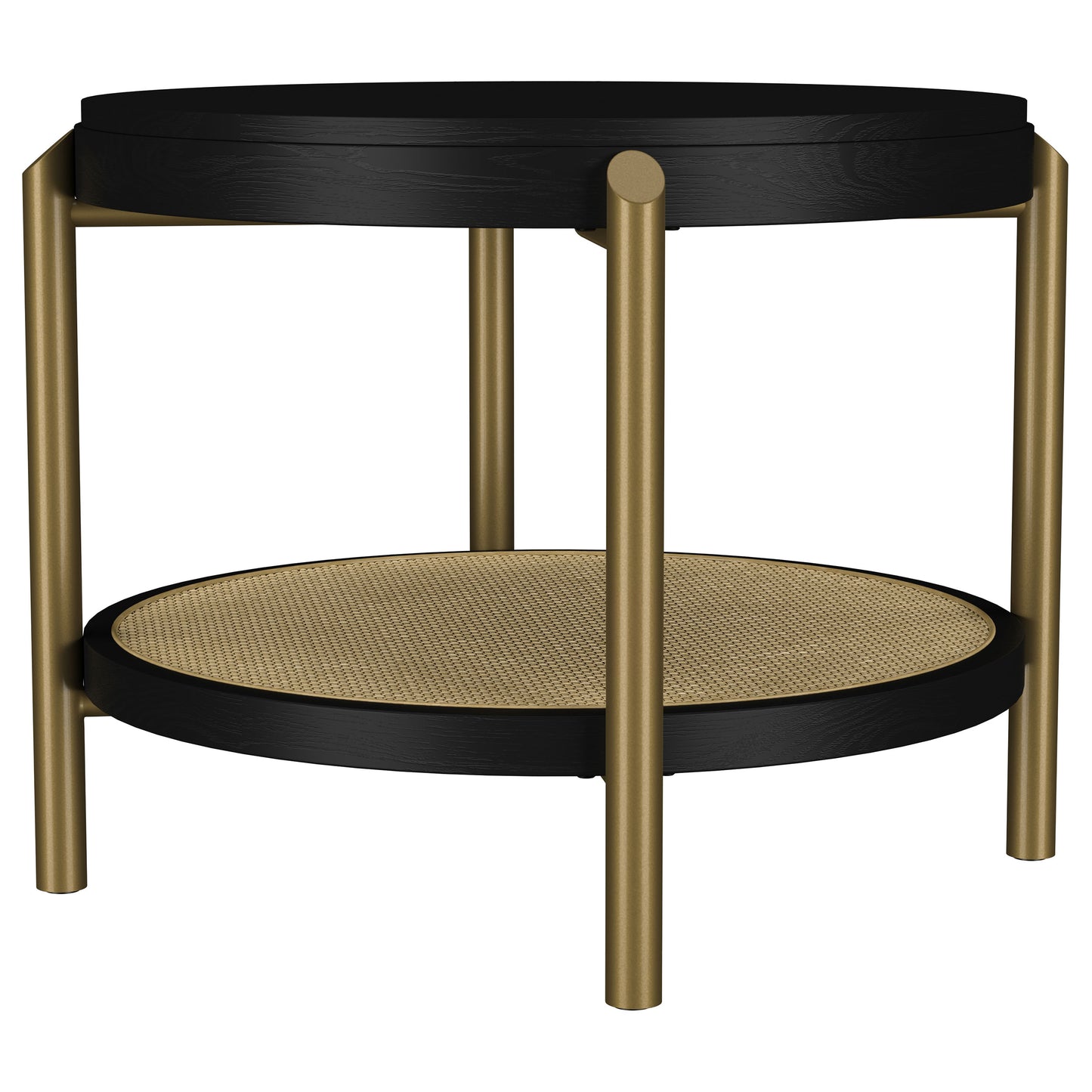 Arini Round End Side Table With Storage Shelf Black