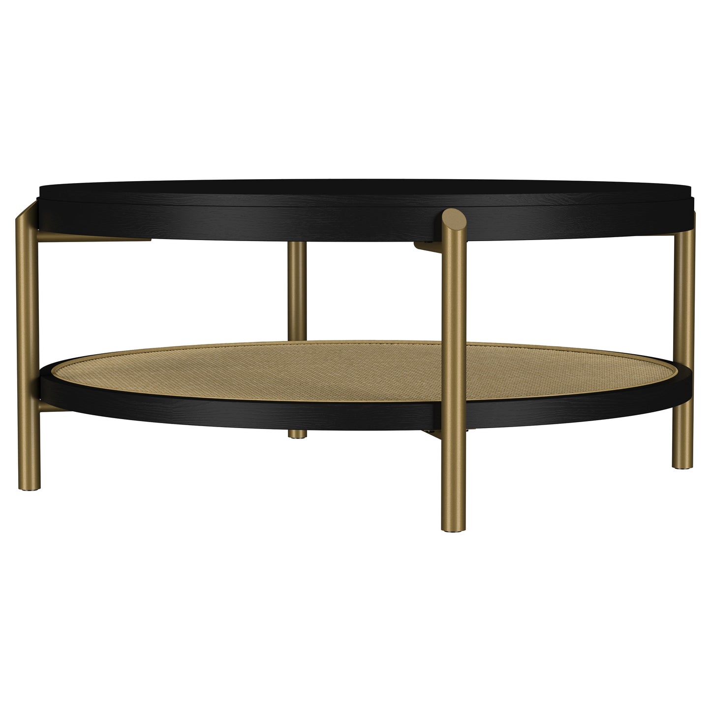 Arini Round Coffee Table With Storage Shelf Black