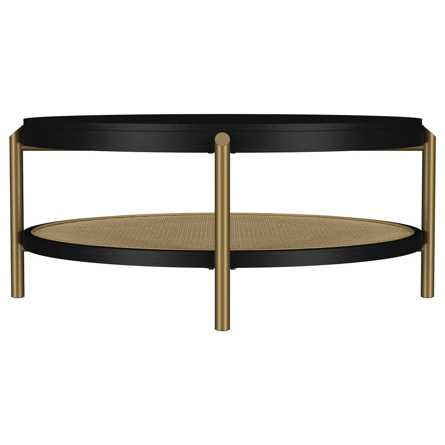 Arini Round Coffee Table With Storage Shelf Black