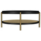 Arini Round Coffee Table With Storage Shelf Black