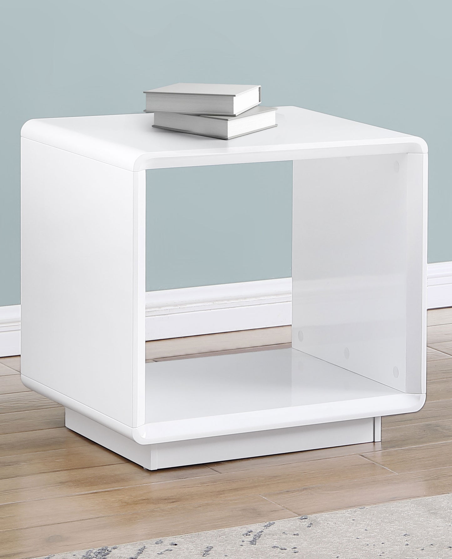 Paseo Square End Side Table White High Gloss