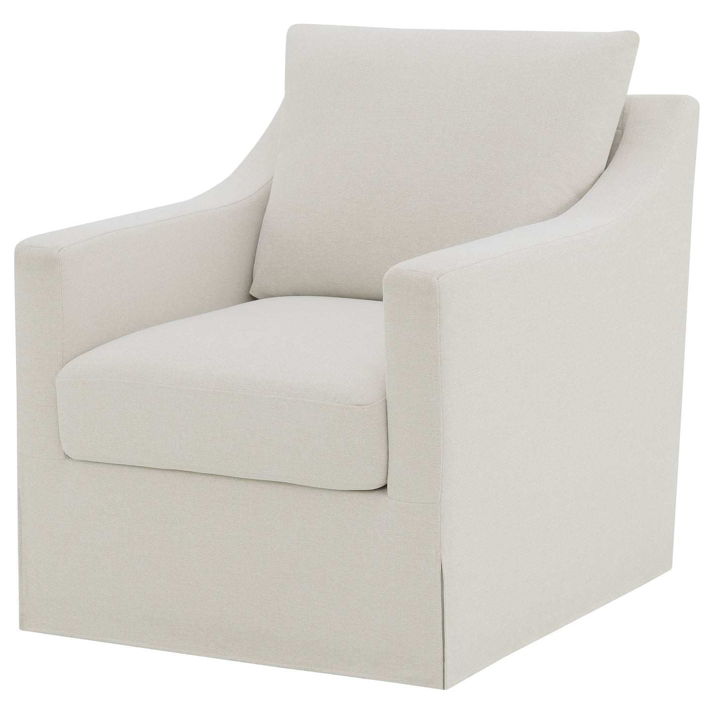 Winter Upholstered Sloped Arm Accent Swivel Chair Beige