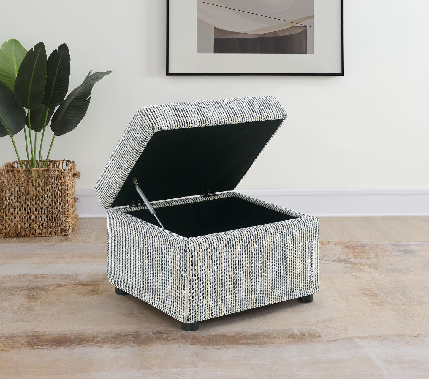 Winter Upholstered Hydraulic Lift Top Storage Ottoman Grey