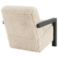 Paquet Faux Fur Upholstered Chair Solid Wood Arms Latte