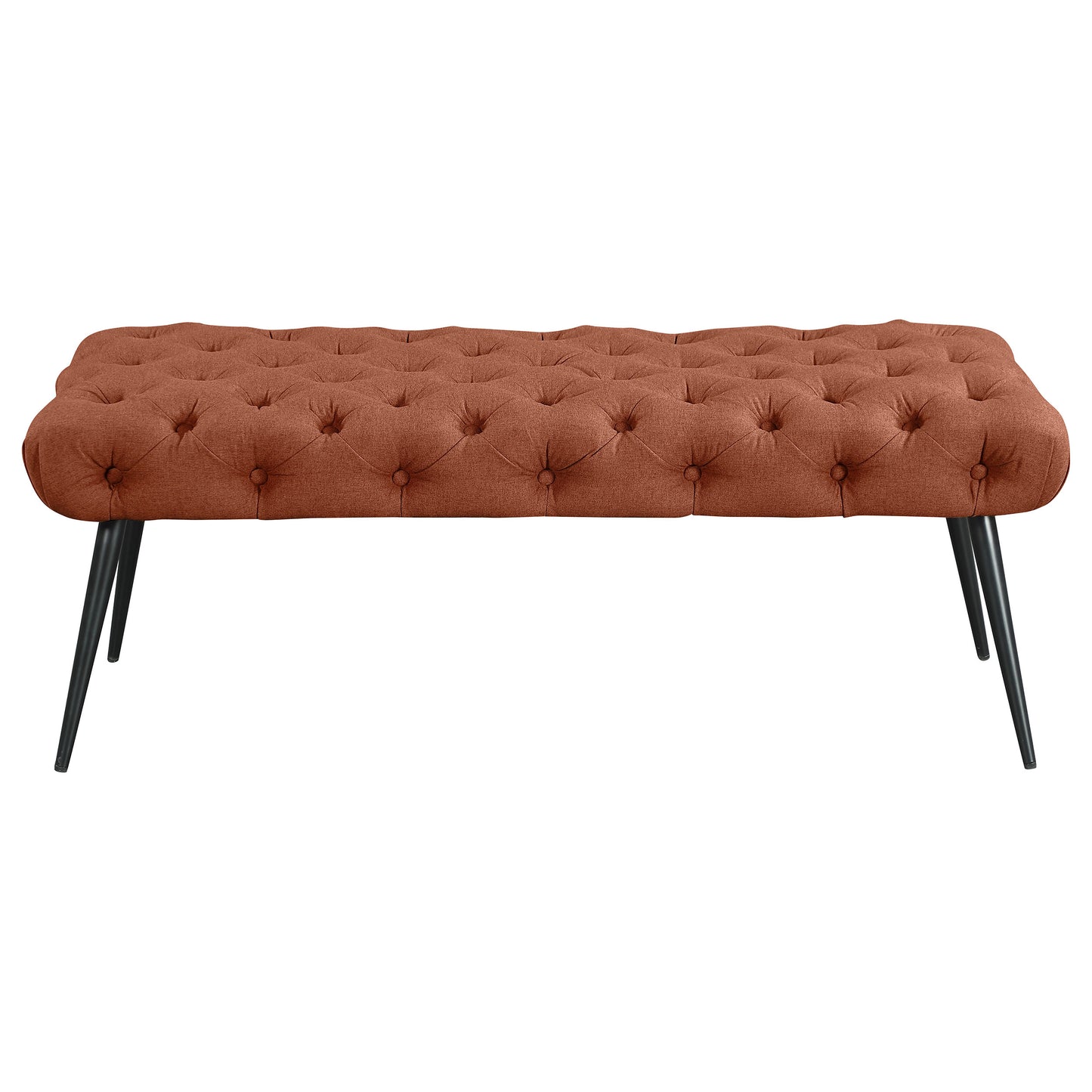 Ella Upholstered Tufted Bench Stainless Steel Legs Rust