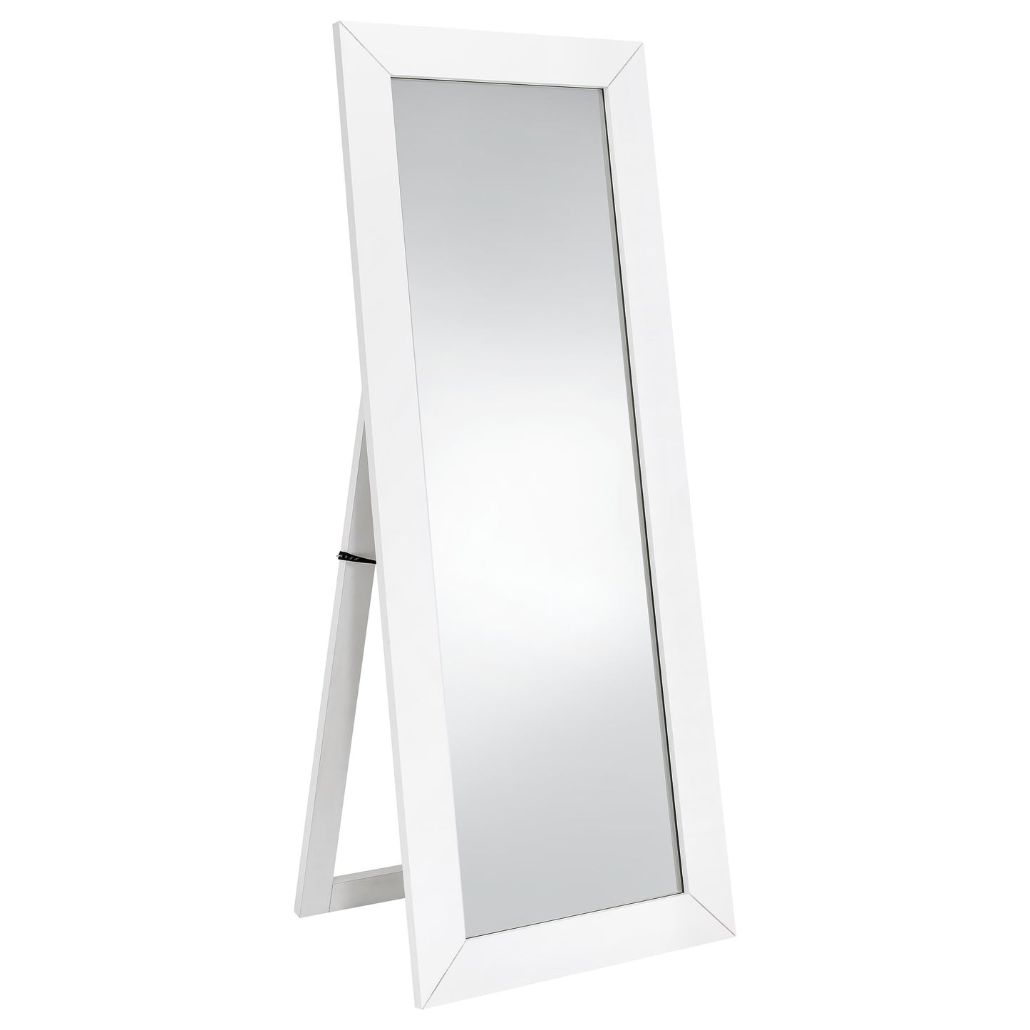 Cadence Tempered Glass Full Length Standing Mirror White High Gloss