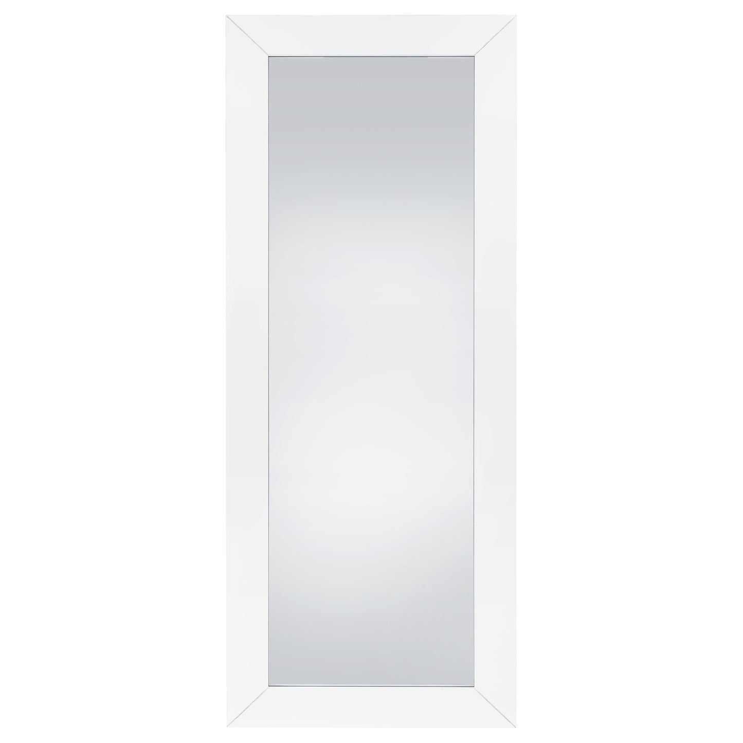 Cadence Tempered Glass Full Length Standing Mirror White High Gloss