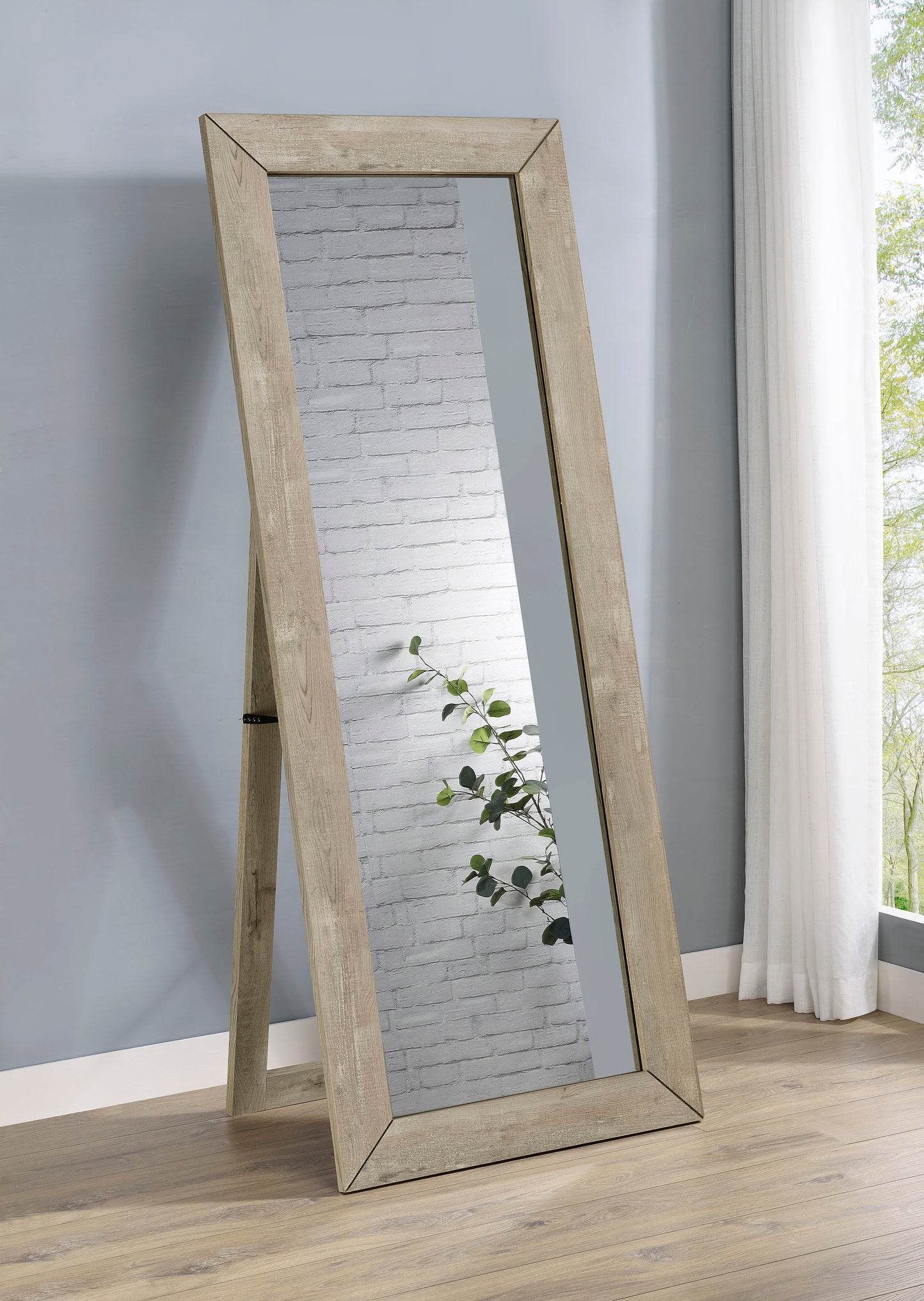 Cadence Tempered Glass Full Length Standing Mirror Grey Washed Oak