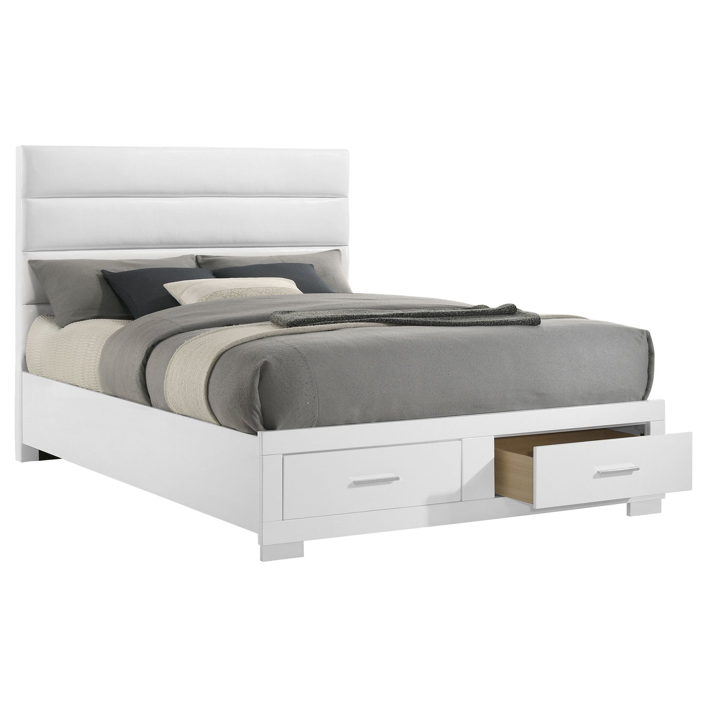 Felicity Eastern King Storage Bed White High Gloss