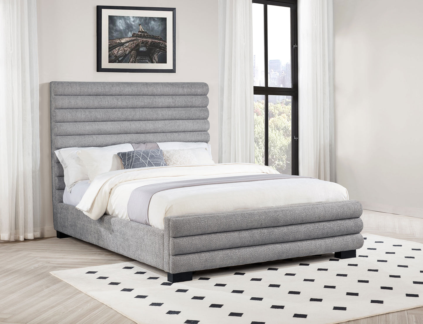 Patricia 58-inch Boucle Upholstered Eastern King Bed Grey