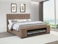 Senna Upholstered Eastern King Audio Fireplace Bed Brown