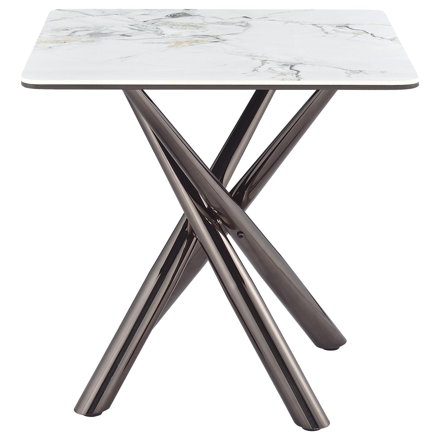 Carvell Square Sintered Stone End Side Table Mirage White