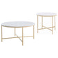 Ellison 2-piece Round Marble Coffee and End Table Set White