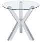 Kenzie Round Tempered Glass Top End Side Table Chrome