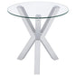 Kenzie Round Tempered Glass Top End Side Table Chrome