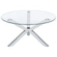 Kenzie Round Tempered Glass Top Cocktail Coffee Table Chrome