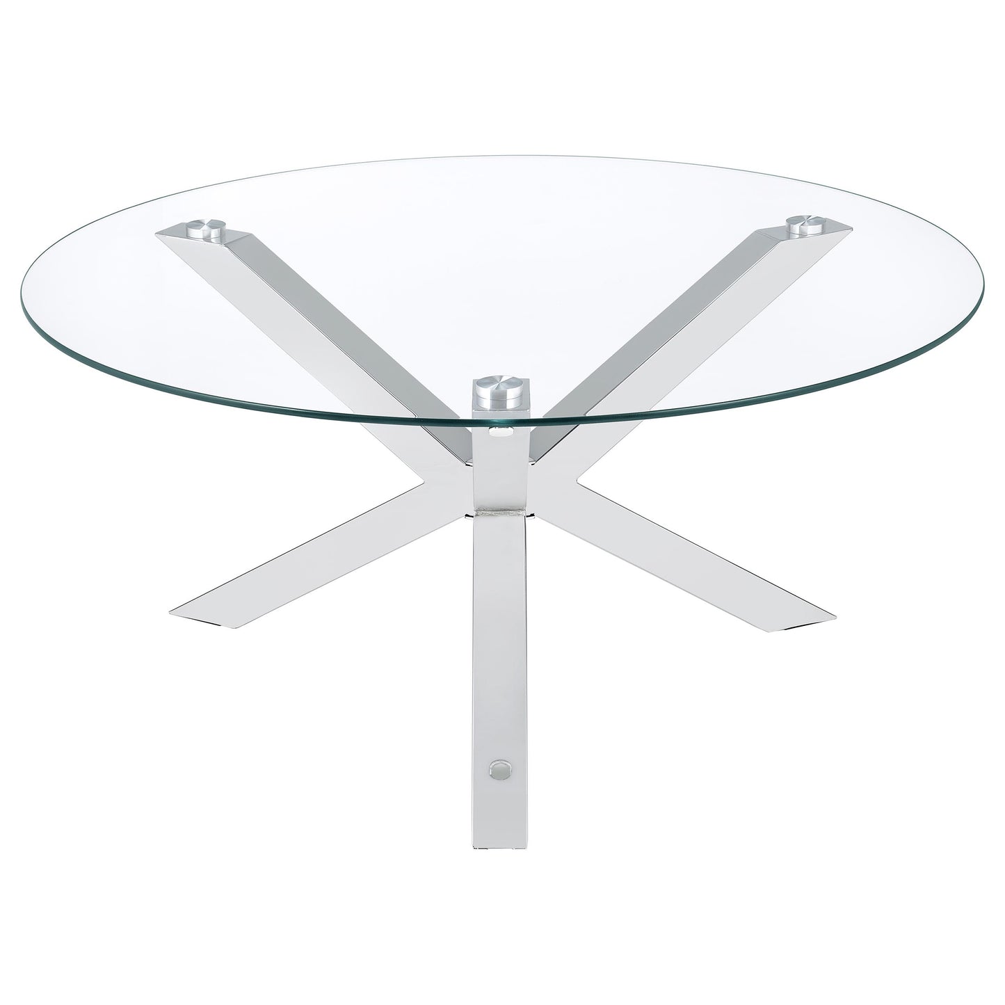 Kenzie Round Tempered Glass Top Cocktail Coffee Table Chrome