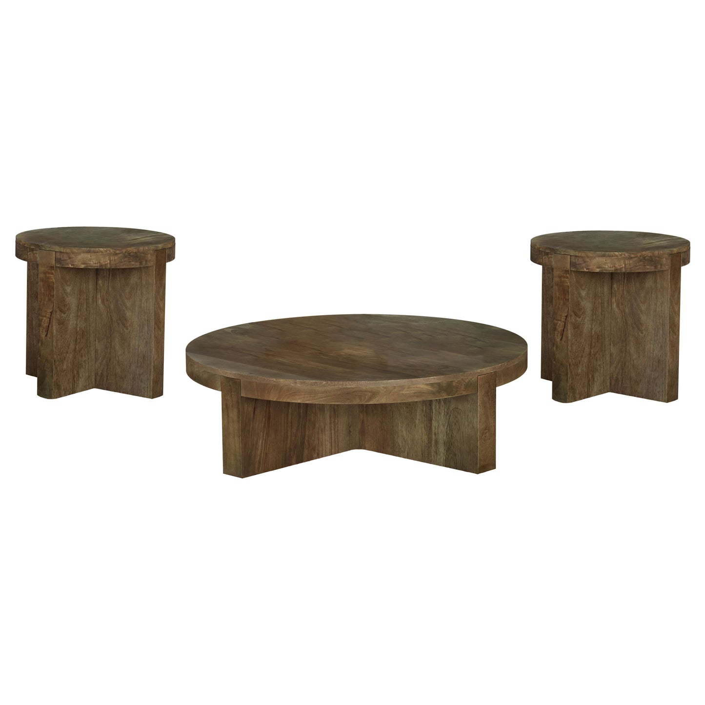 Kinkaid 3-piece Solid Wood Coffee and End Table Set Brown