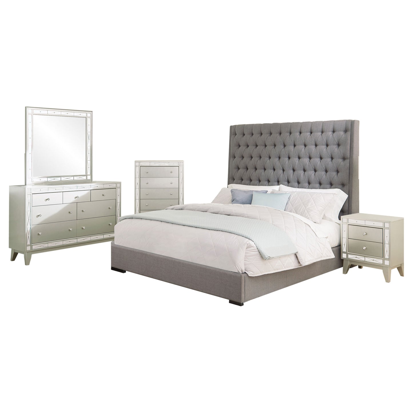 Camille 5-piece California King Bedroom Set Metallic Mercury