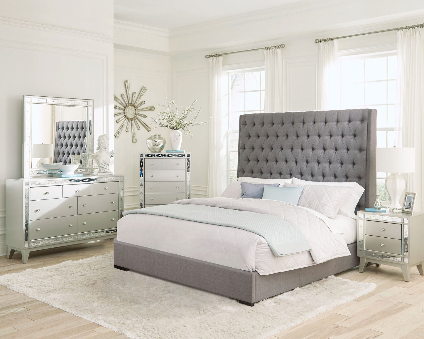 Camille 5-piece California King Bedroom Set Metallic Mercury