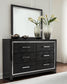 Kaydell Queen Panel Bed with Storage with Mirrored Dresser and 2 Nightstands