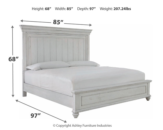 Kanwyn King Panel Bed with Mirrored Dresser