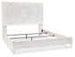 Paxberry King Panel Bed with Mirrored Dresser and Chest