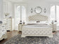 Arlendyne King Upholstered Bed with Mirrored Dresser, Chest and 2 Nightstands