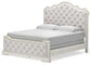 Arlendyne California King Upholstered Bed with Mirrored Dresser and 2 Nightstands