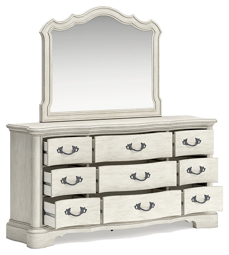 Arlendyne California King Upholstered Bed with Mirrored Dresser, Chest and Nightstand