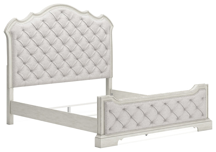 Arlendyne King Upholstered Bed with Mirrored Dresser and Chest