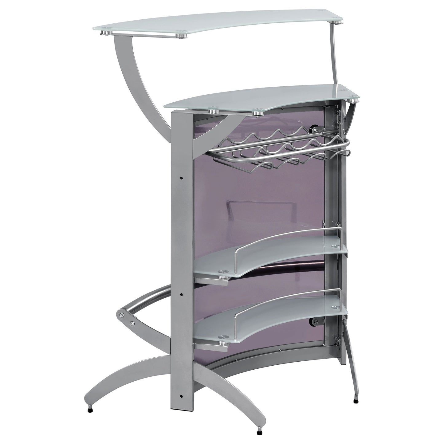 Dallas 2-shelf Curved Freestanding Home Bar Cabinet Silver