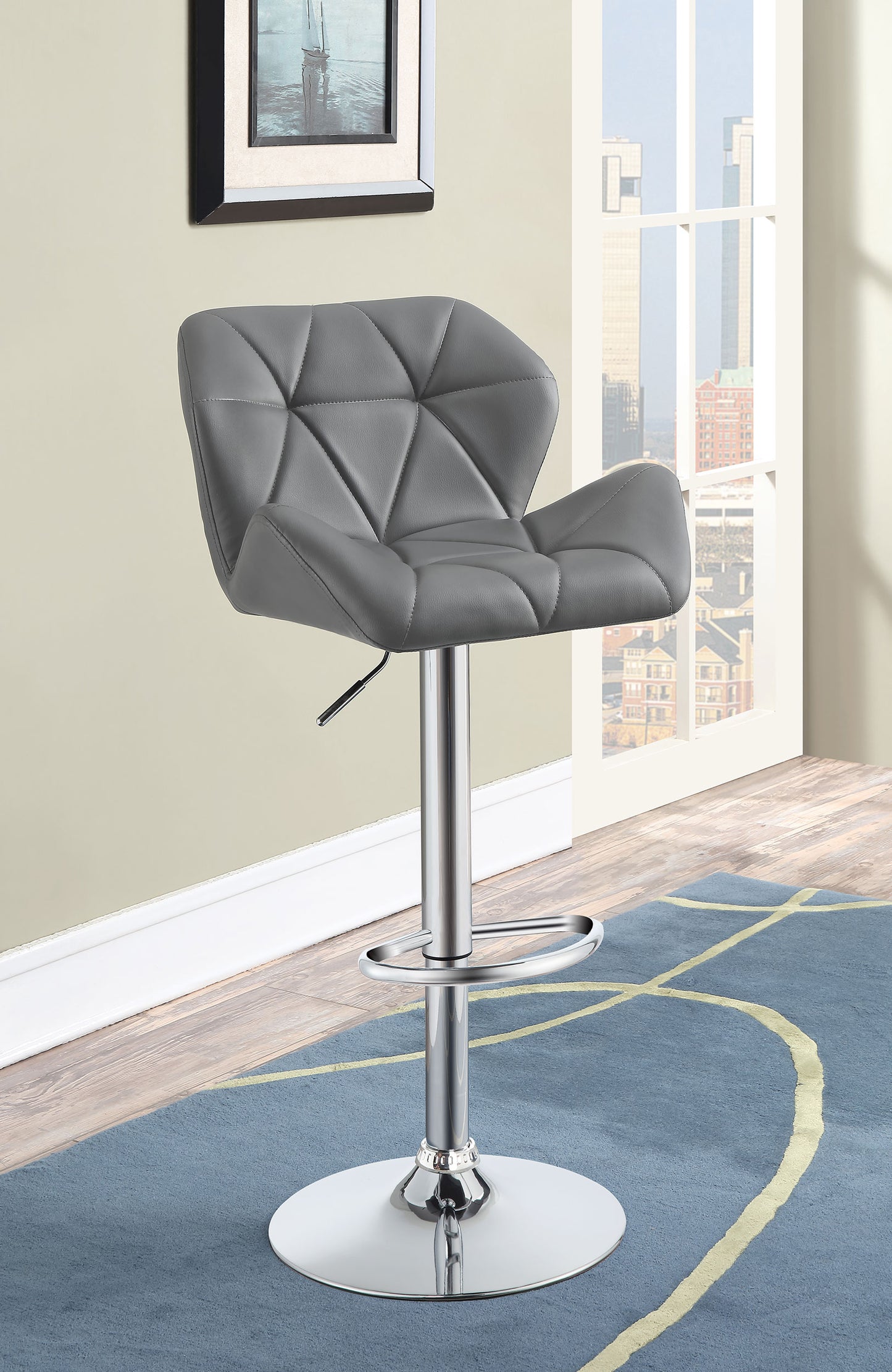 Berrington Upholstered Adjustable Bar Stool Grey (Set of 2)