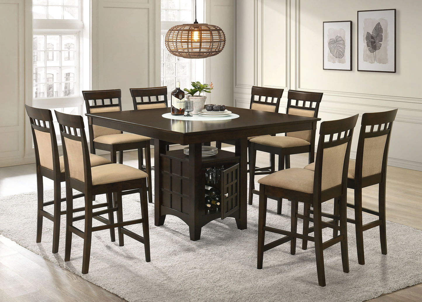 Gabriel 9-piece Square Counter Height Dining Set Cappuccino