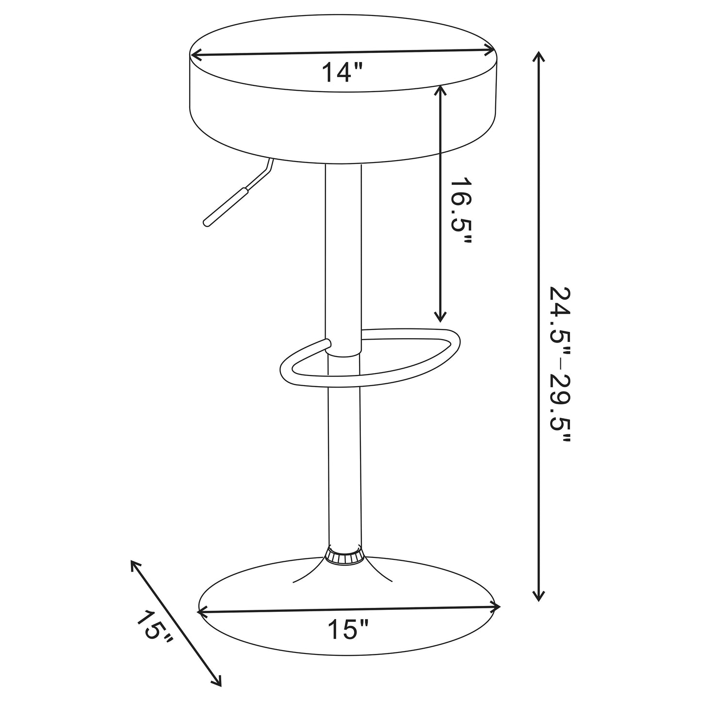 Ramses 29" Adjustable Bar Stool Chrome and Black