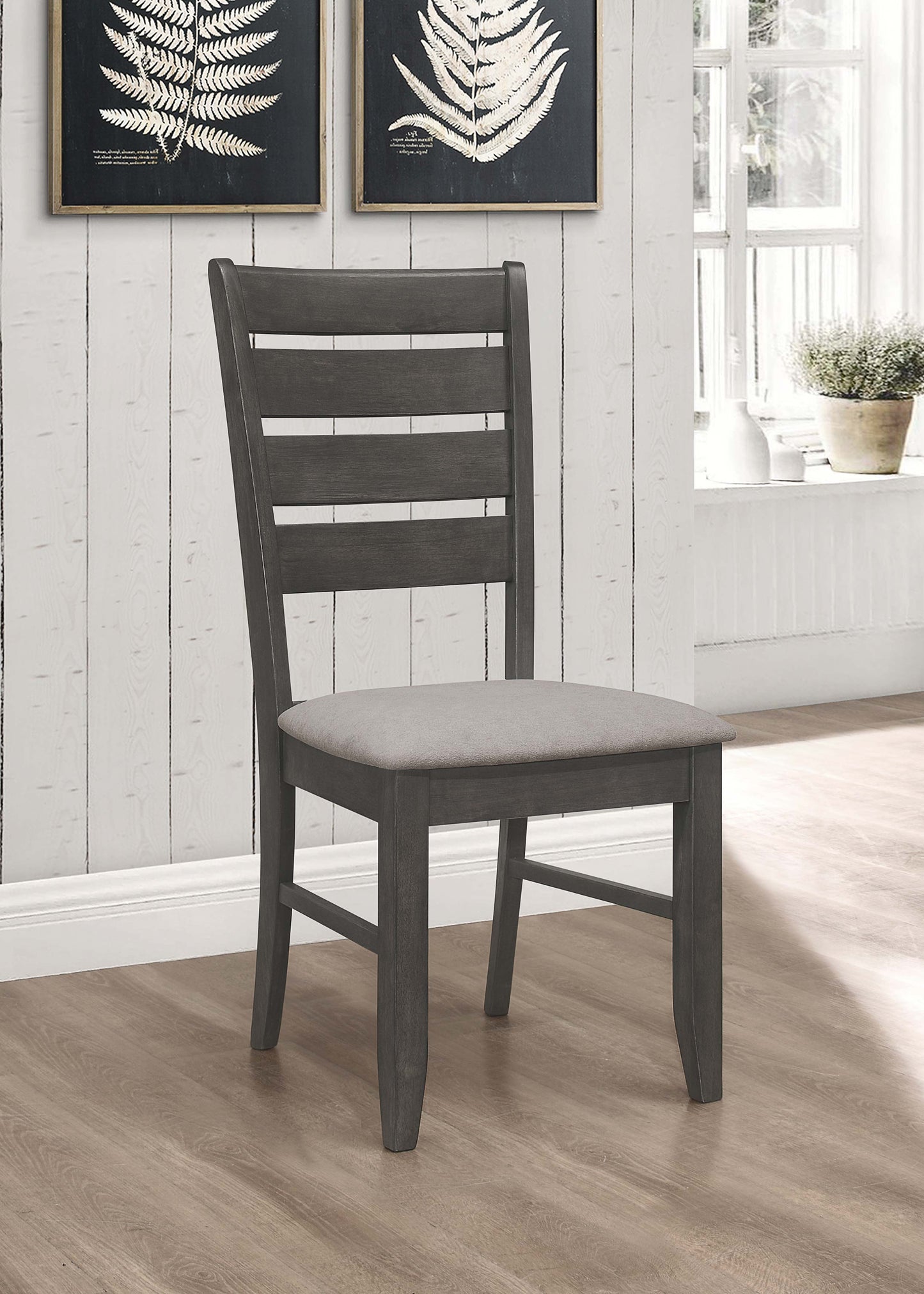 Dalila Wood Dining Side Chair Dark Grey (Set of 2)