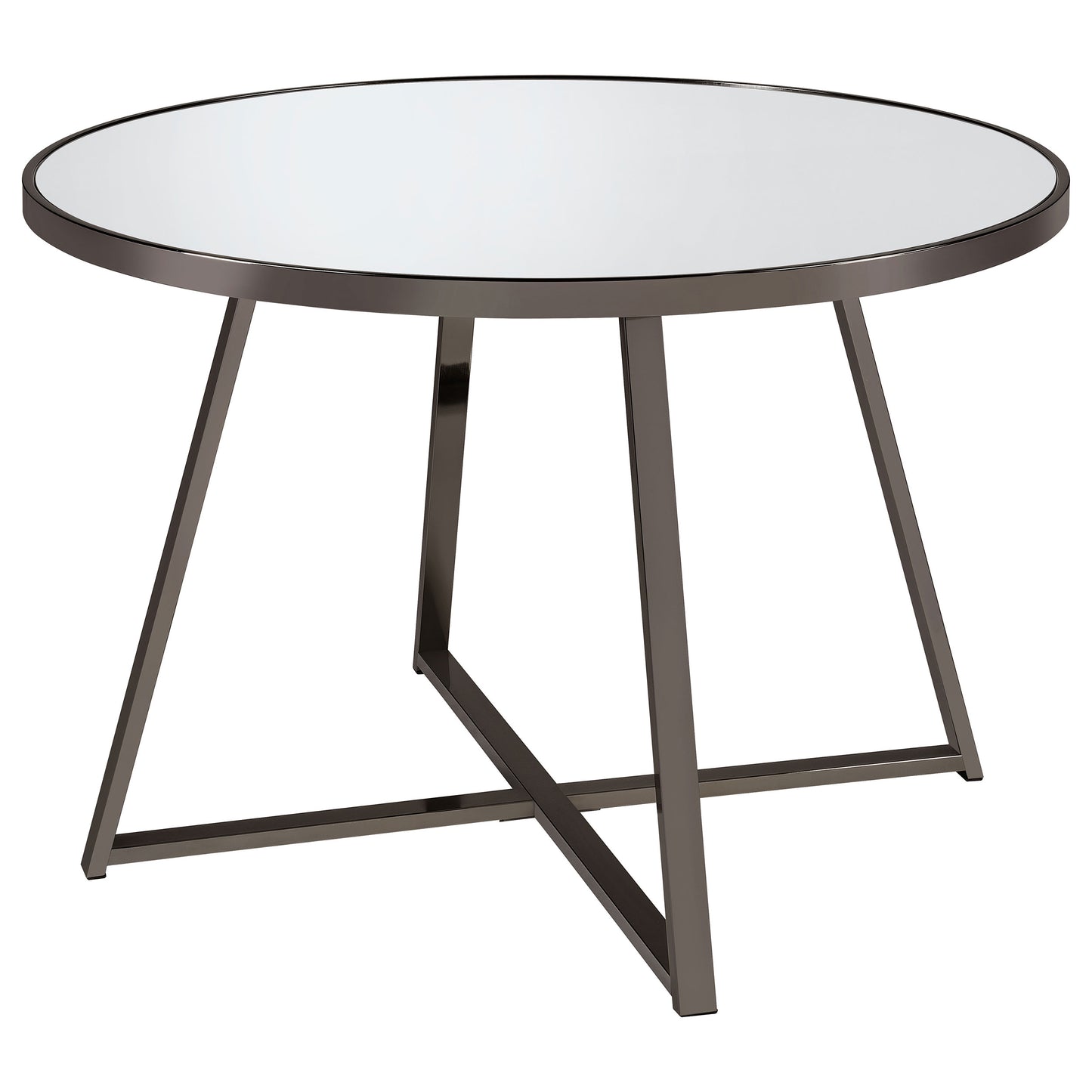 Jillian Round 45-inch Mirror Top Dining Table Black Nickel