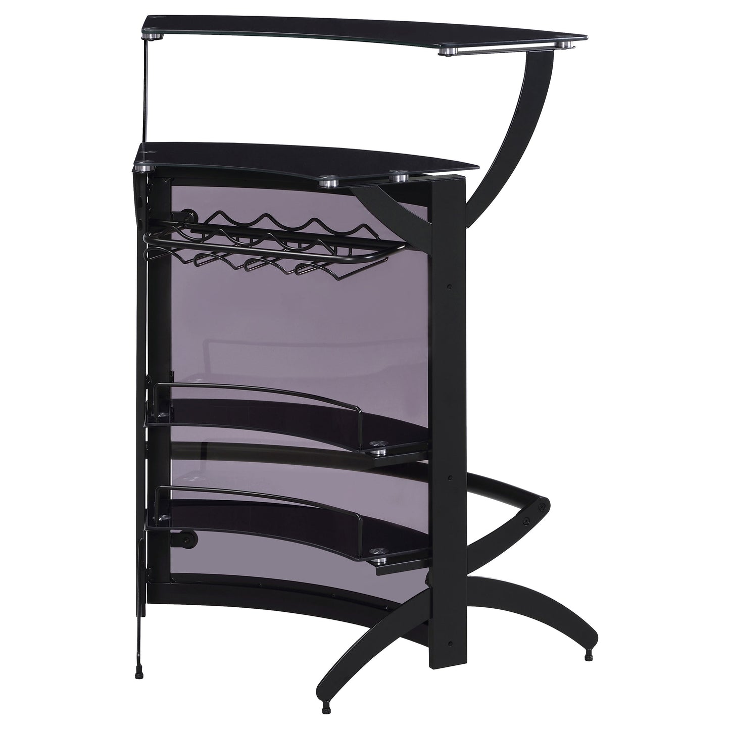 Dallas 2-shelf Curved Freestanding Home Bar Cabinet Black