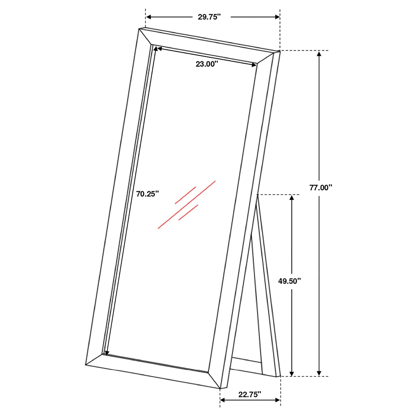 Phoenix 30 x 76 Inch Wood Framed Standing Mirror Cappuccino