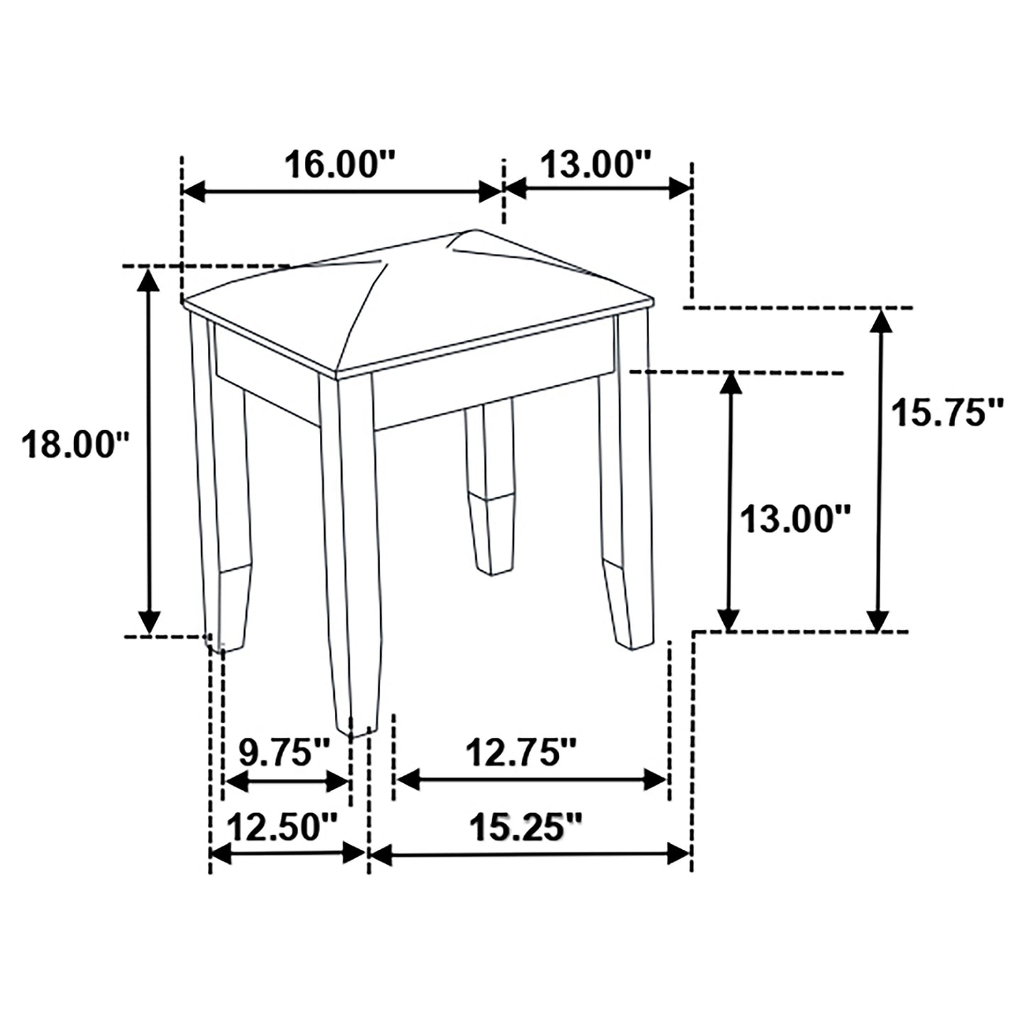 Felicity Upholstered Vanity Stool Metallic and Glossy White