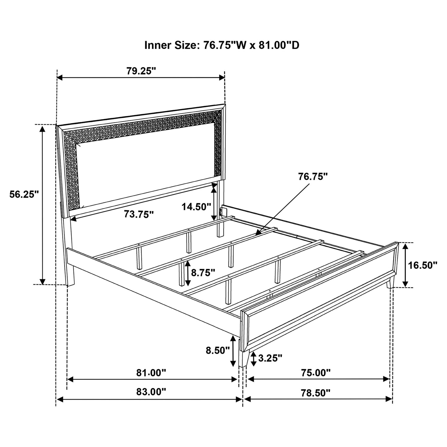 Valencia Wood Eastern King Panel Bed Black