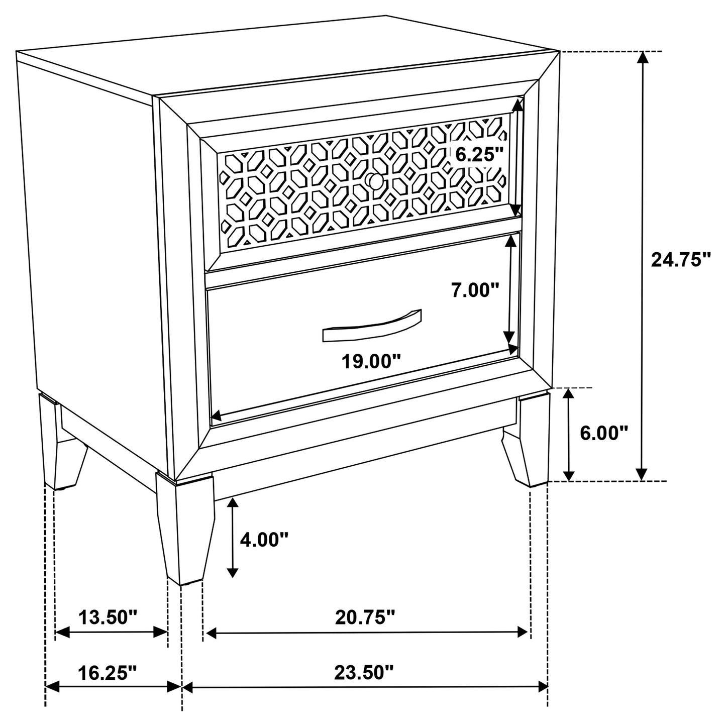 Valencia 2-drawer Nightstand Black