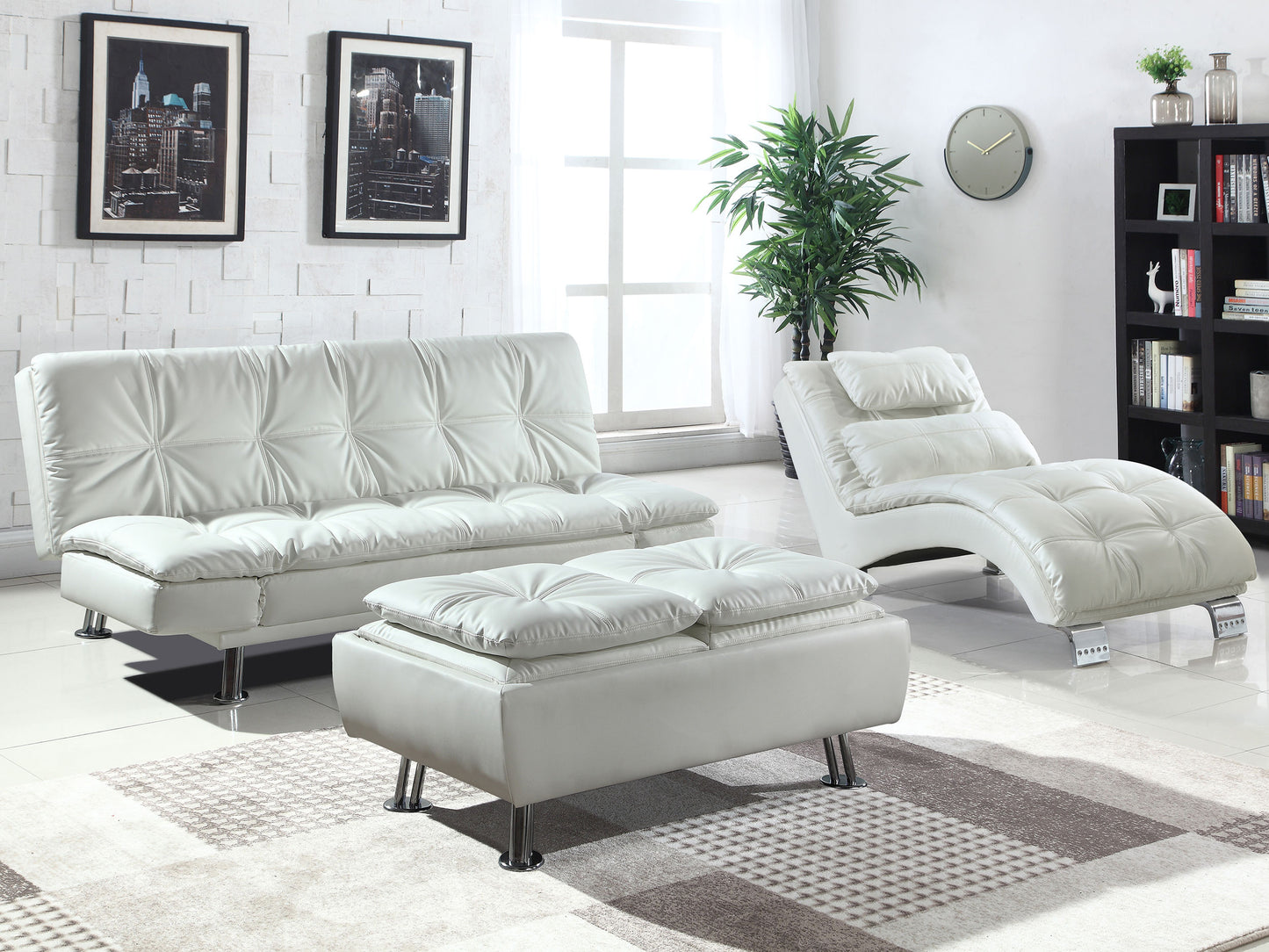 Dilleston Upholstered Tufted Convertible Sofa Bed White