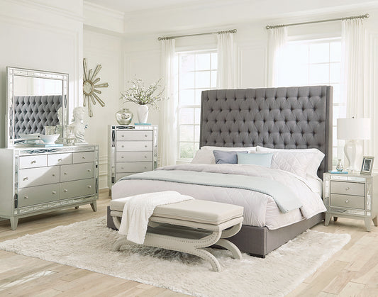 Camille 5-piece Eastern King Bedroom Set Metallic Mercury