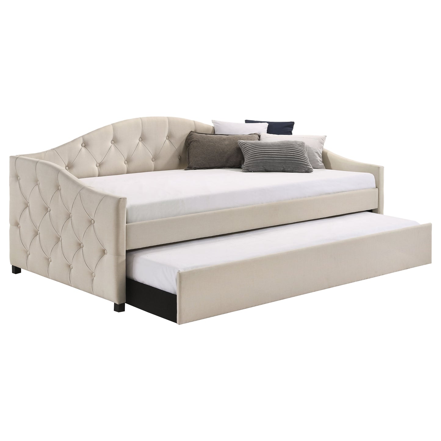 Sadie Upholstered Twin Daybed with Trundle Taupe